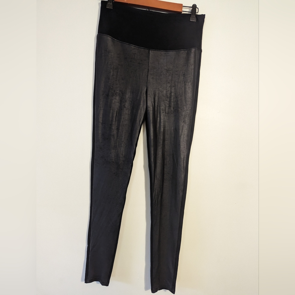 Spanx Assets Black Faux Leather Leggings Large